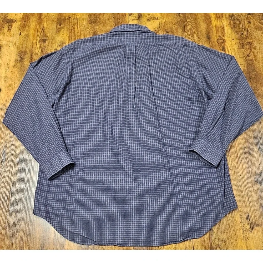 Polo Ralph Lauren Benford Mens XL Blue White Grid Check Button Down Shirt Cotton